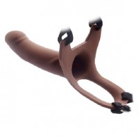 Strap On Hollow Dildo Silicone Brown